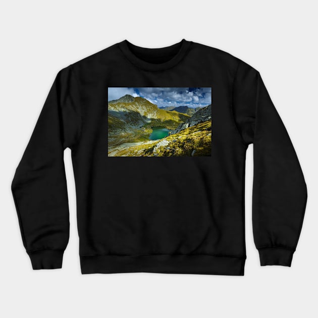 Romanian Carpathians and glacial lake Capra Crewneck Sweatshirt by naturalis